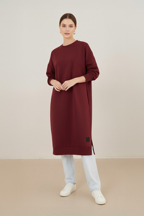 Kadın Basic Tunic - 30645TUN - BURGUNDY