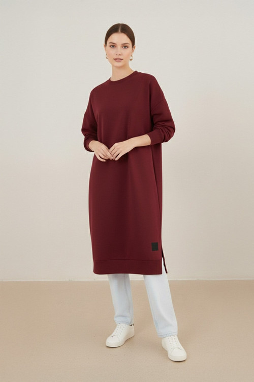 Kadın Basic Tunic - 30645TUN - BURGUNDY