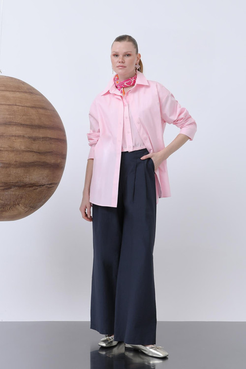 Kadın İçli Dışlı Gömlek -32249GML - PINK
