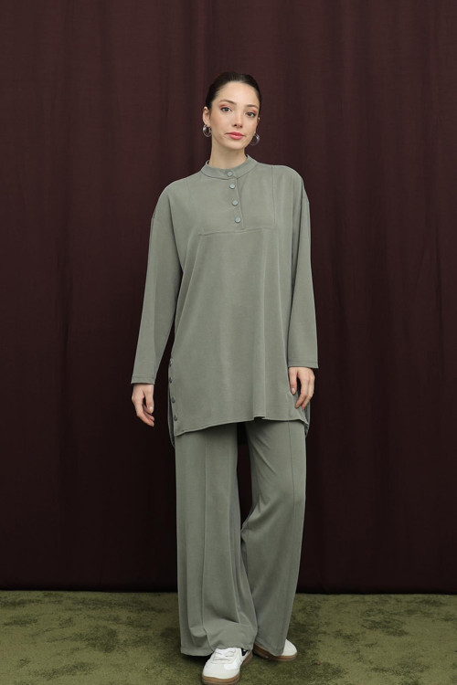 Kadın Çıtçıt Detaylı Basic Takım - 14391TKS - KHAKI
