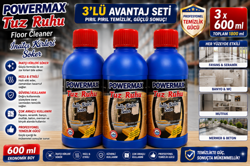 TUZ RUHU 600 ML x 3 ADET SET TOPLAM 1800ML TEMİZLİK ÜRÜNÜ EKONOMİK PAKET