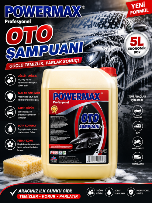 OTO ŞAMPUANI 5 LT ARAÇ TEMİZLİK ŞAMPUANI BÜYÜK BOY OTO BAKIM