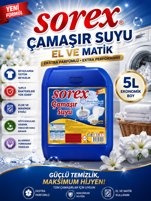 EL & MATİK ÇAMAŞIR SUYU 5 LT FERAH KULLANIM BÜYÜK BOY EV VE GENEL KULLANIM