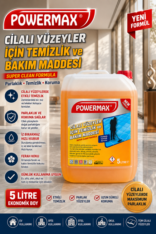 CİLALI YÜZEY TEMİZLEYİCİ 5 LT PARLAK VE CİLALI YÜZEYLER İÇİN TEMİZLİK ÜRÜNÜ