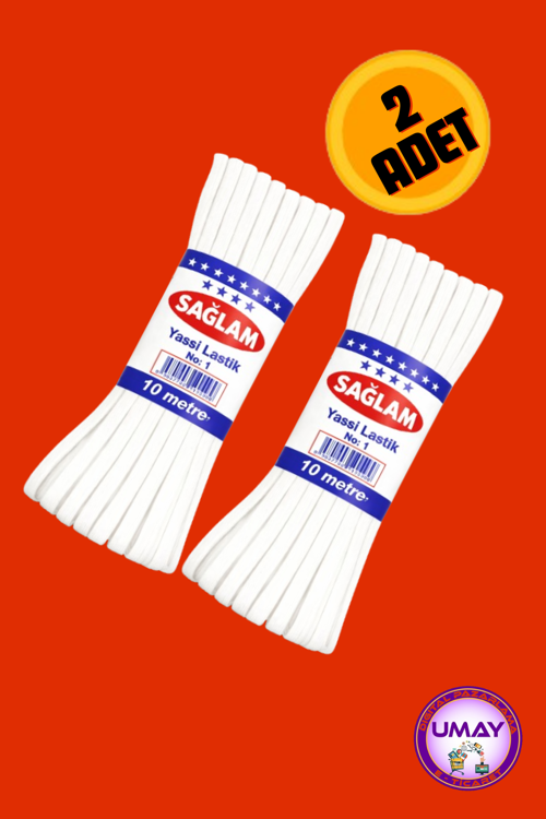 10+10=20 m Don Lastiği Beyaz Yassı Esnek Bel Lastiği Paça Lastik (7mm)