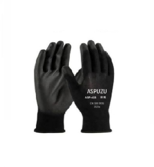, ASP-41B Polyester Siyah PU İş Güvenliği Eldiveni