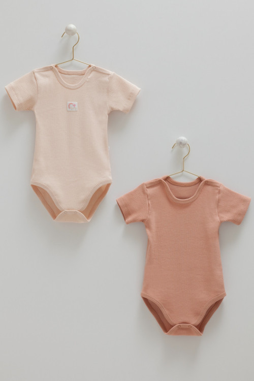 BASIC KAŞKORSE YARIM KOL KIZ İKİLİ BODY - Pudra - 74-80 CM Pudra