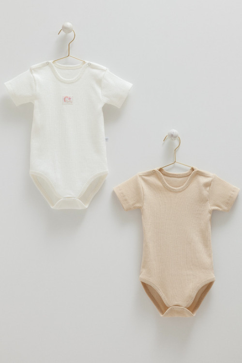 BASIC KAŞKORSE YARIM KOL KIZ İKİLİ BODY - Bej - 74-80 CM Bej