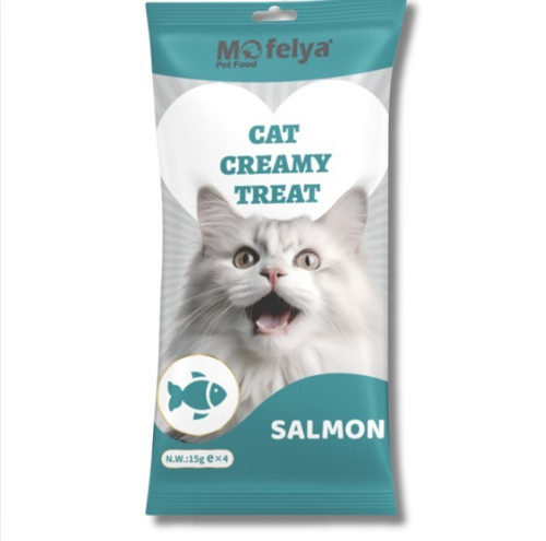 Yüksek Proteinli Somonlu Krem Kedi Ödül Maması 15 gr 4'lü