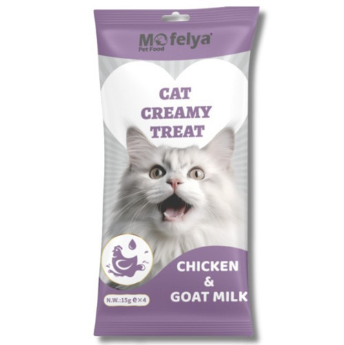 Yüksek Proteinli Tavuklu & Keçi Sürlü Krem Kedi Ödül Maması 15 gr 4'lü