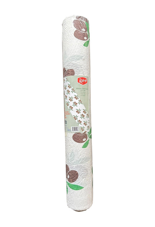 Tek Kullanımlık Kağıt Laminelli Masa Örtüsü - 100x150 Cm. - Zeytin Desenli -16 Yaprak 1 Rulo