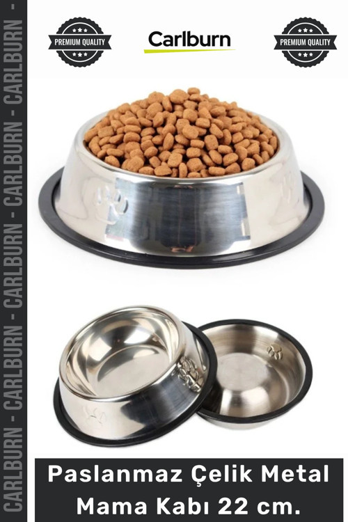 #MamaKabı Kaymaz Kauçuk Tabanlı Kedi Köpek Su Kabı Hijyenik Paslanmaz Çelik Metal Mama Kabı 22 cm
