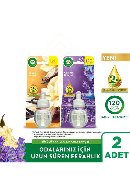 Elektrikli Oda Kokusu Yedek Şişe Büyülü Vanilya + Lavanta Bahçesi 2x19 ML