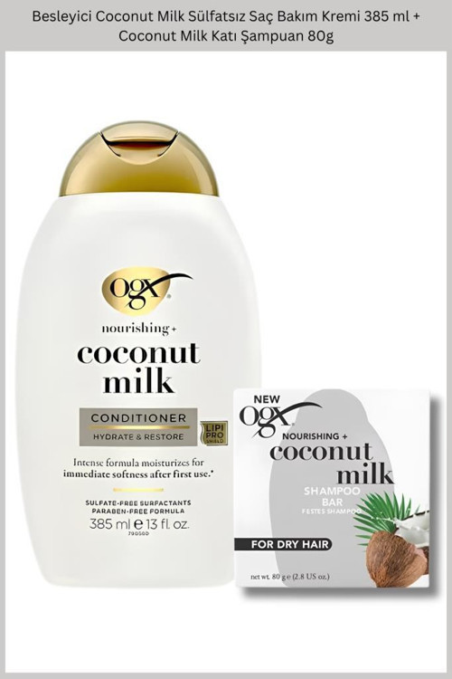 Besleyici Coconut Milk Sülfatsız Saç Bakım Kremi 385 ml + Coconut Milk Katı Şampuan 80g