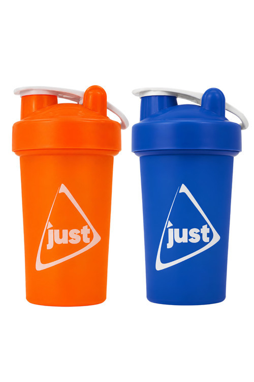 Just Shaker 550 ML Ölçekli ve Sızdırmaz Kapaklı Protein Shaker 2'li Set (Turuncu+Mavi)