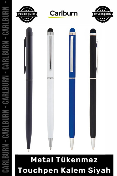 #Kalem Logo Baskılı Kurumsal Hediye Lüks Şık Dokunmatik Metal Tükenmez Touchpen Kalem Siyah