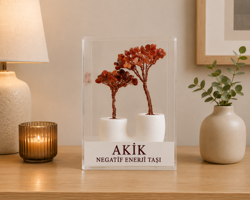 Doğal Akik Taşlı Dekoratif Ağaç – Ev & Ofis İçin Şık Masaüstü Dekoru | Premium Tasarım
