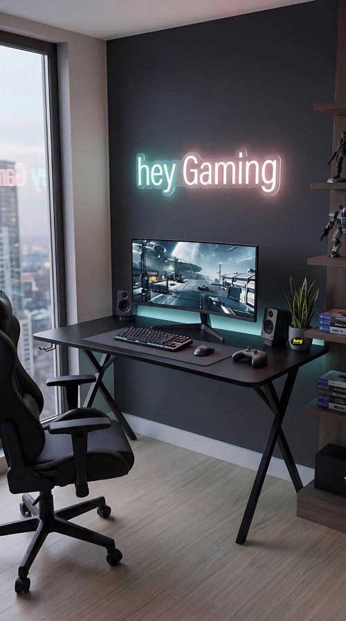 Hey gaming Profesyonel Oyuncu Masası Bilgisayar Çalışma Masası 120 Cm Siyah Ayak