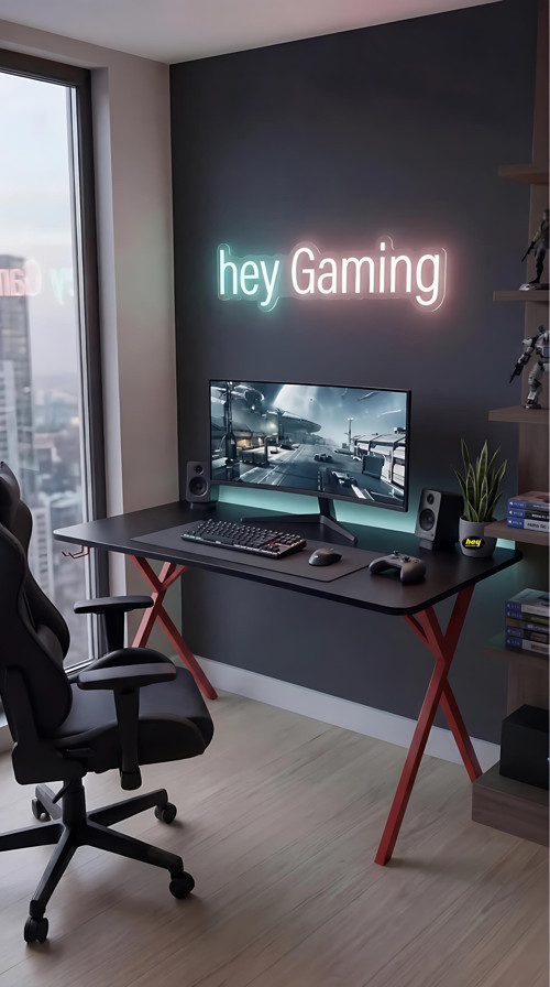 Hey gaming Profesyonel Oyuncu Masası Bilgisayar Çalışma Masası 120 Cm Siyah Ayak