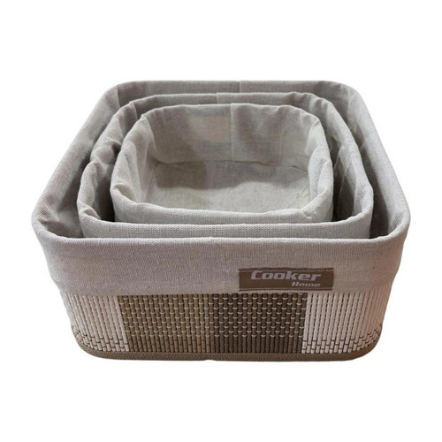 Cooker Kare Gri Sepet Seti 3'lü 25x25x12 cm