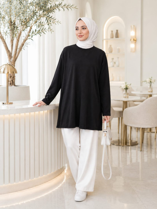 Siyah & Beyaz Uzun Kollu İçlik – Standart Beden (Boy: 75 cm)