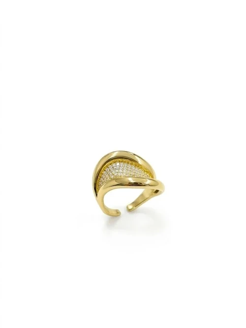 Ieg - Taşlı Dalga Tasarımlı Yüzük