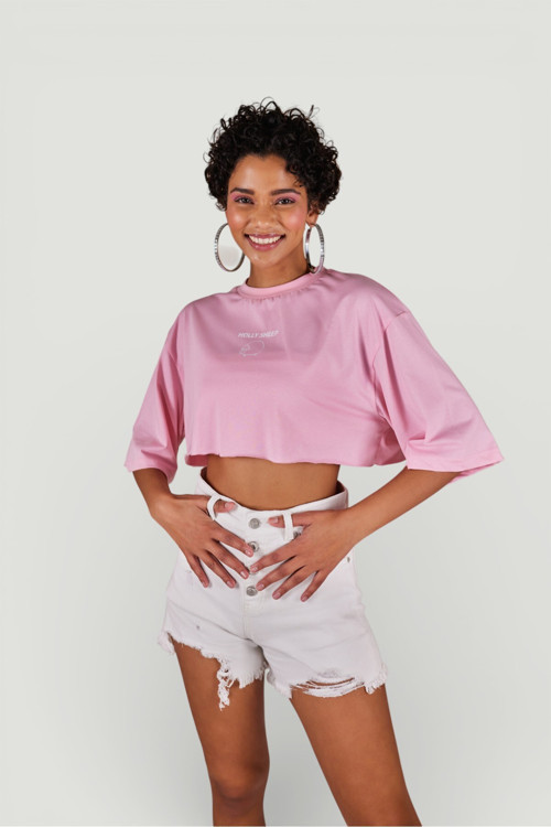 Holly Crop Tshirt Pembe