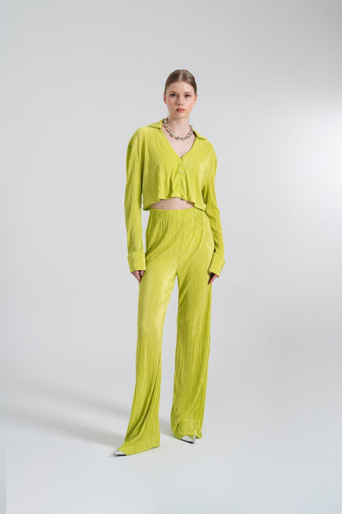 Beli Lastikli Esnek Comfy Pantolon Yeşil