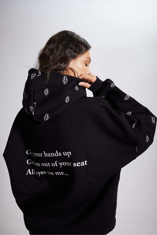 Oversize Kapüşonlu Unisex Eye Sweat Siyah