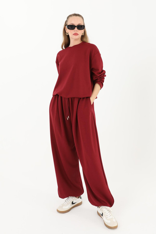 Kadın İkili Basic Takım - 14277TKS - BURGUNDY