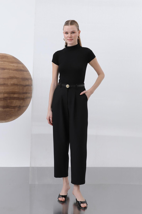 Kadın Pileli Pantolon - 18227PNT - BLACK