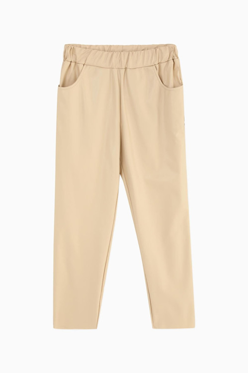 Kadın Havuç Form Deri Pantolon - 18135PNT - BEIGE