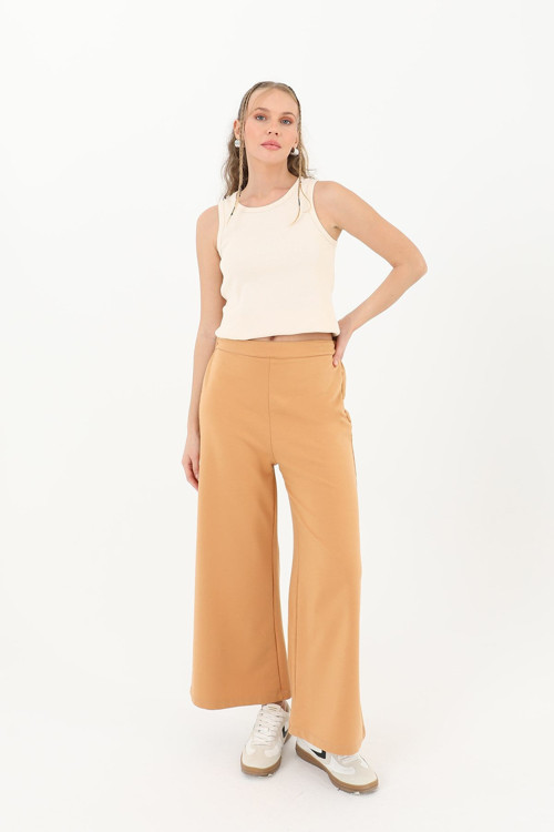 Kadın Geniş Paça Pantolon - 30007PNT - CAMEL