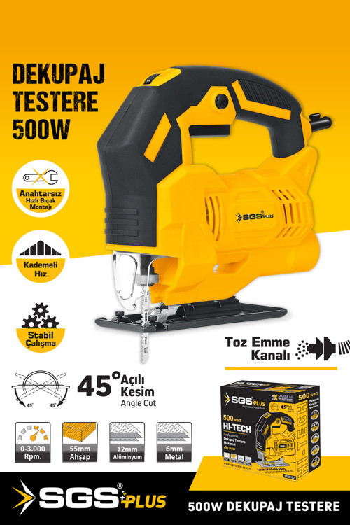 SGS5192 DEKUPAJ TESTERE MAKİNASI 500 WATT KADEMELİ HIZ AYARLI