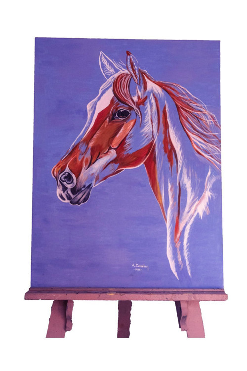 "el Yapımı At Silüeti Yağlıboya Tablo - 60x80 Cm, Ofis Ve Ev Dekorasyonu Için Duvar Tablosu"