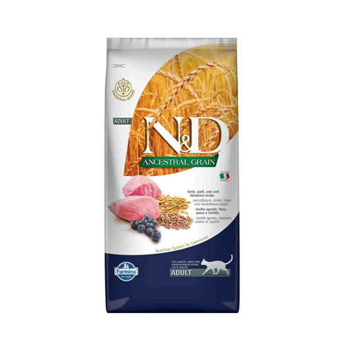 Düşük Tahıllı Kuzu Etli ve Yaban Mersinli Yetişkin Kedi Maması 10 kg