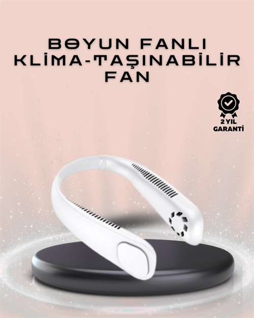 Giyilebilir Sessiz Fan | 224g Hafif, Bladeless Güvenli Tasarım, 5 Vitesli Soğutma, USB Şarjlı F