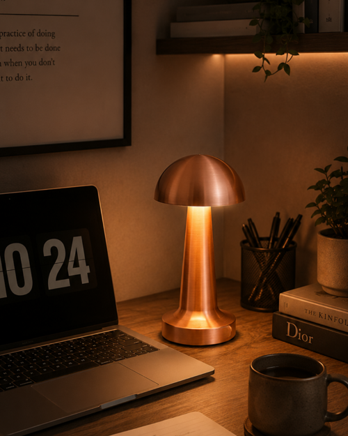 popüler Modern Bronz Mantar Masa Lambası LED Dokunmatik Dekoratif Aydınlatma 2026