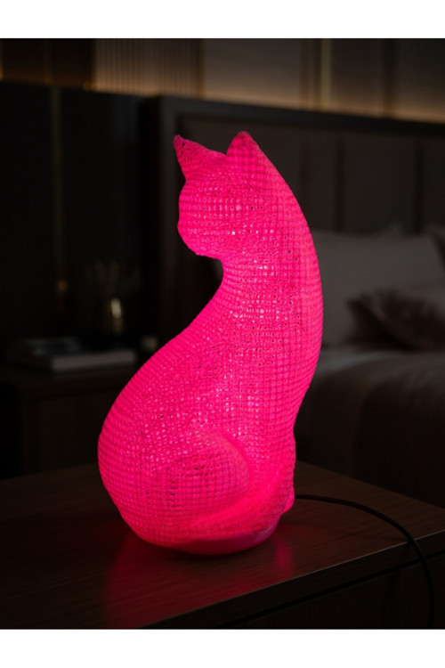 MYCRAFT3D Dekoratif Kedi Figürlü Gece Lambası 3D Yazıcı Baskı Hediyelik Masa Lambası Aydınlatma 23cm