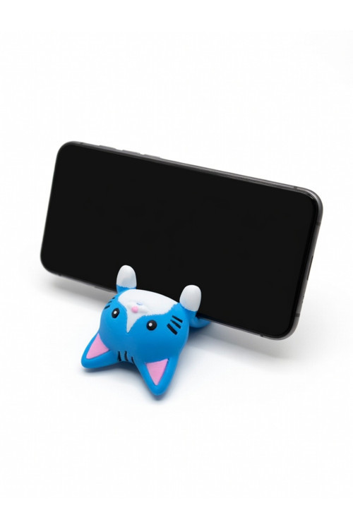 MYCRAFT3D Mavi Kedi Figürlü Telefon Tutucu Stand - 3D Baskı Ofis Masaüstü Aksesuarı ve Biblo