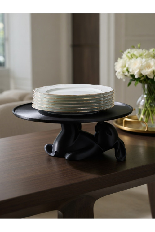 MYCRAFT3D Dekoratif Tavşan Figürlü Tatlı Tabağı Standı Pasta Standı Mutfak Servis Standı 15x15 Şık Hediye