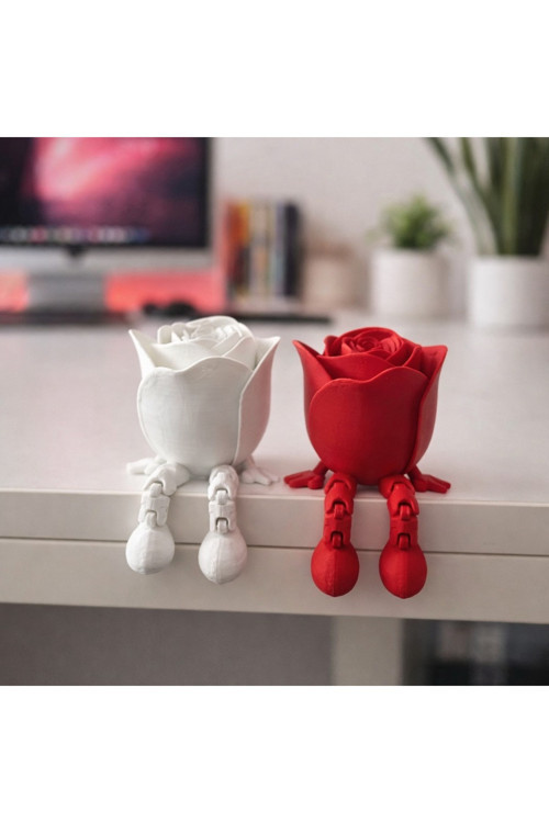MYCRAFT3D Dekoratif Oturan Gül Biblo, Raf Süsü, Masa Süsü, Sevgililer Günü Hediyesi