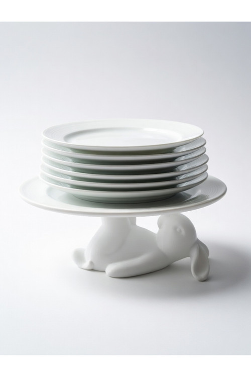MYCRAFT3D Dekoratif Tavşan Figürlü Tatlı Tabağı Standı Pasta Standı Mutfak Servis Standı 15x15 Şık Hediye