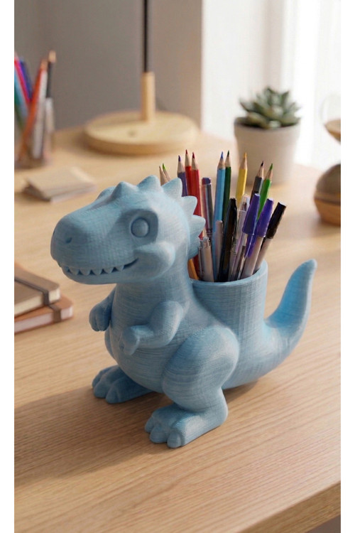 MYCRAFT3D Sevimli Dinozor Figürlü T-Rex Masa Üstü Düzenleyici Kalemlik 3D Tasarım Çocuk ve Ofis Organizer 25cm