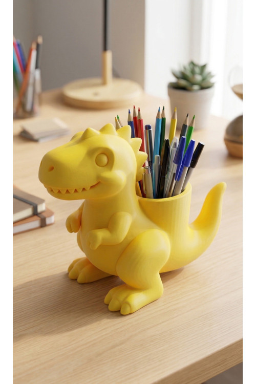 MYCRAFT3D Sevimli Dinozor Figürlü T-Rex Masa Üstü Düzenleyici Kalemlik 3D Tasarım Çocuk ve Ofis Organizer 25cm