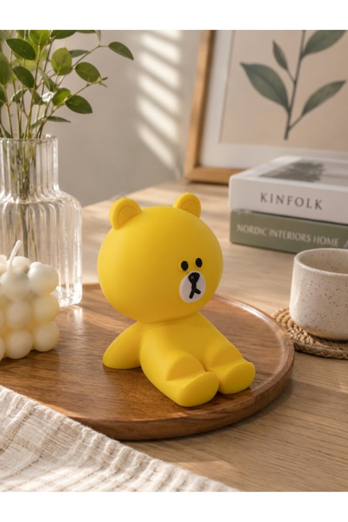 MYCRAFT3D Ayıcık Figürlü Sarı Telefon Tutucu Stand Masaüstü Dekoratif Telefon Desteği Sevimli Hediye