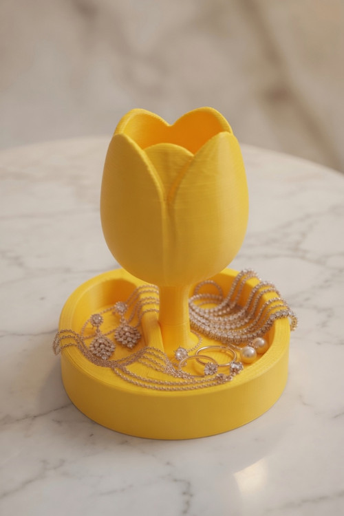 MYCRAFT3D Lale Tasarımlı Takı Organizer Yüzük Küpe Kolye Bileklik Standı Dekoratif Takı Tabağı Aksesuar Düzenleyici