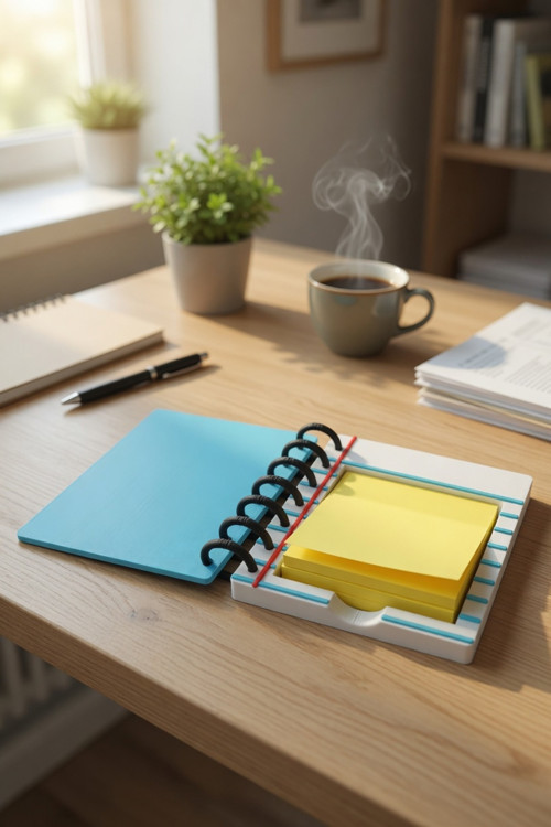 MYCRAFT3D Spiralli Defter Tasarımlı Yapışkan Notluk – Masaüstü Not Kağıdı Tutucu Organizer - Not Defteri Tasarımlı Ofis ve Çalışma Masası Aksesuarı