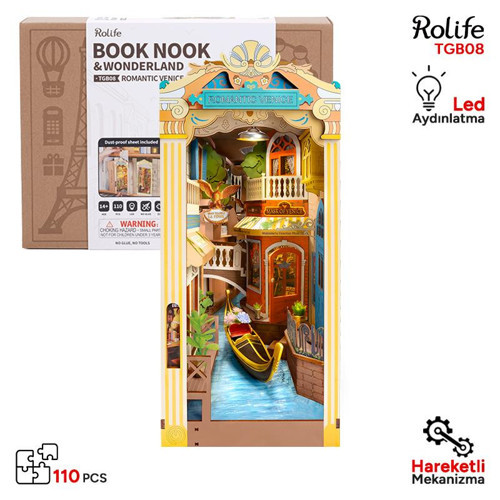 TGB08 Venedik (Romantic Venice) Kitap Köşesi DIY Minyatür Maket Model Seti Mini Dollhouse 3D Model Kit 3D Puzzle