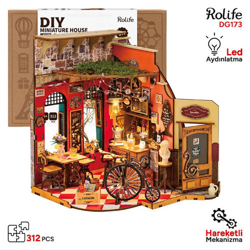 DG173 Yemek ve İçki Dükkanı Cheers Bar & Dining DIY Minyatür Maket Model Seti Mini Dollhouse Model Kit 3D Puzzle
